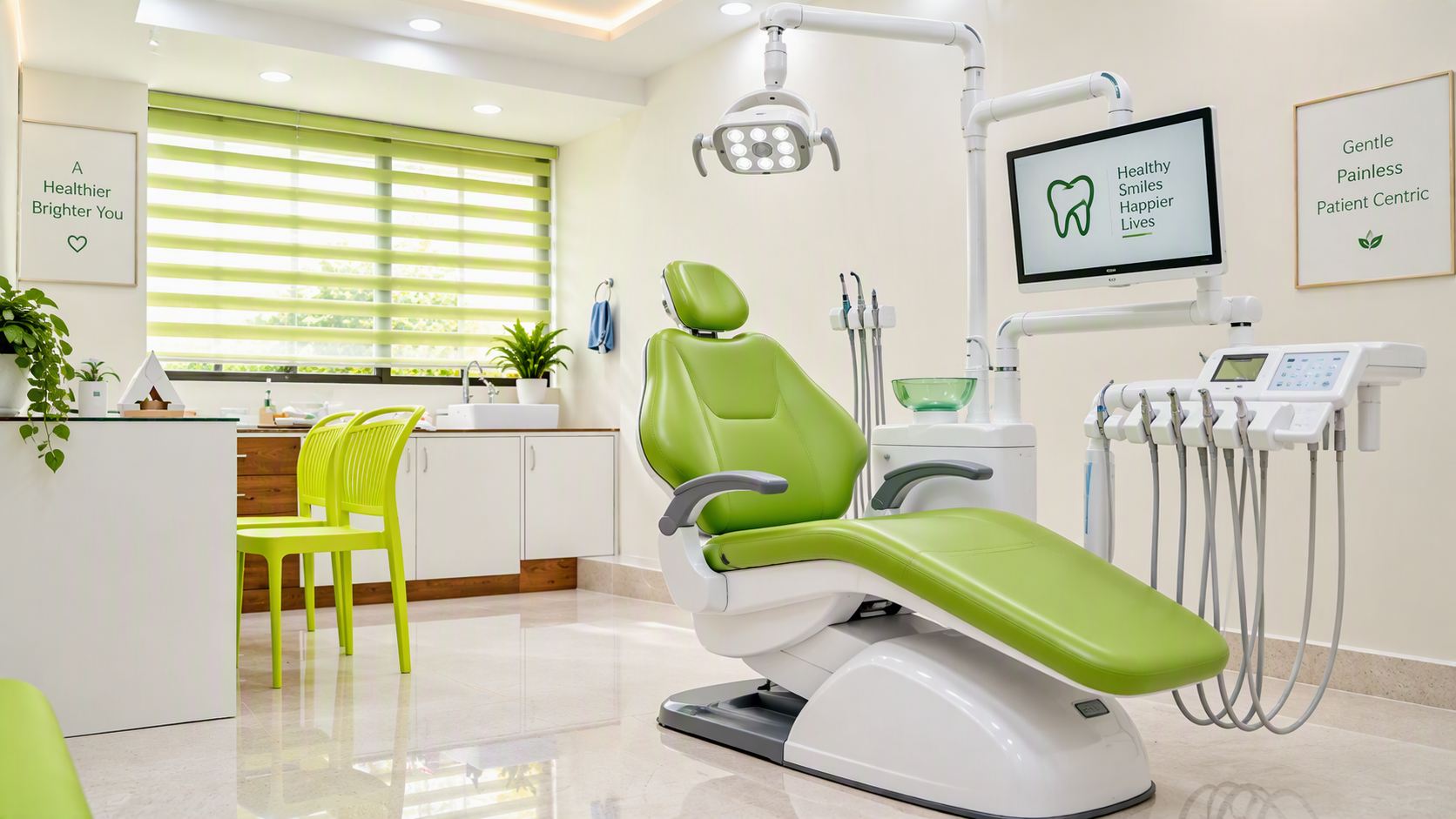 Treatment room with dental chair