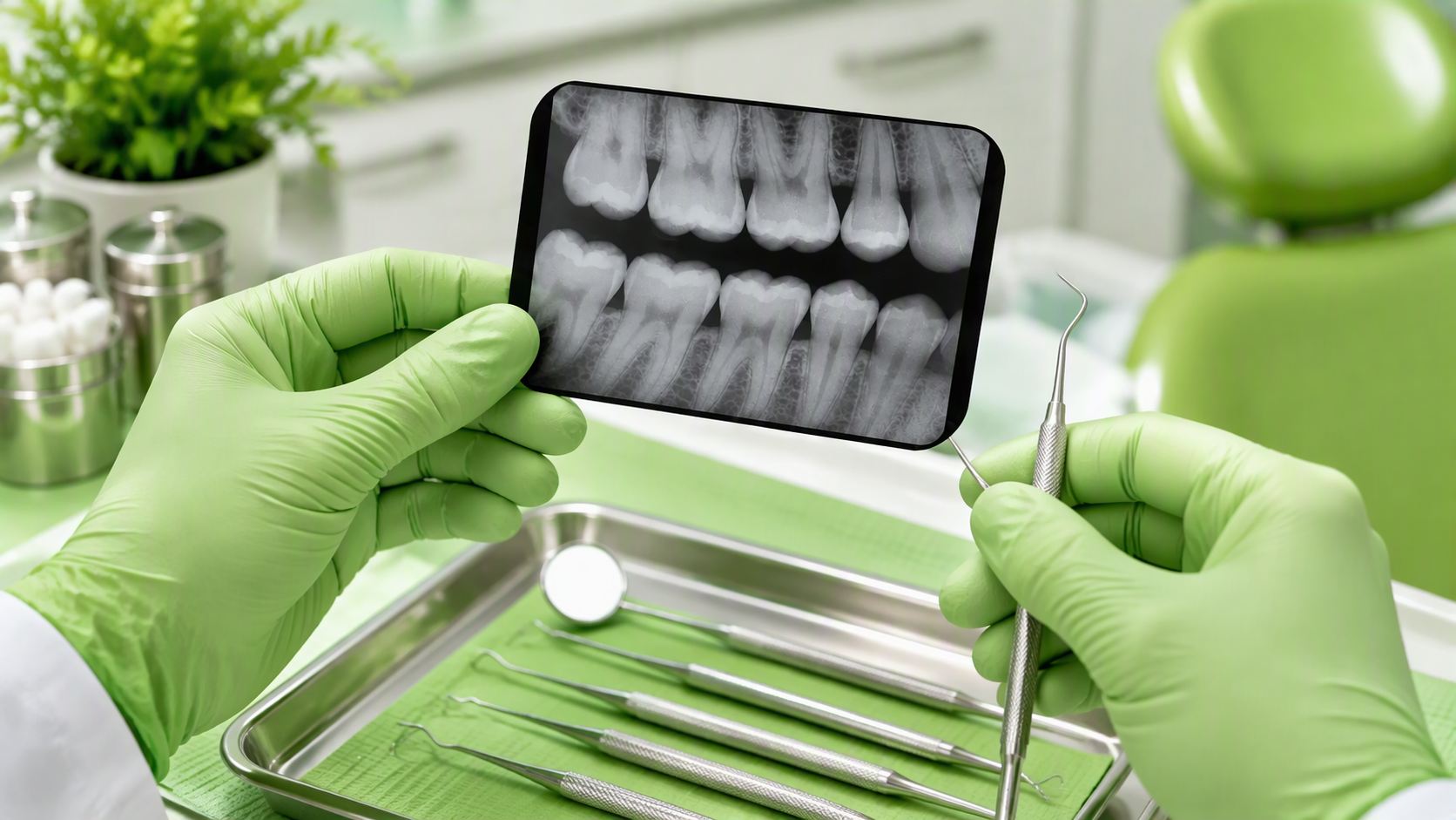 Dental X-ray being checked